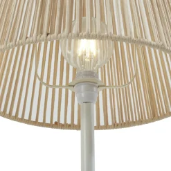 Qazqa Buiten Vloerlamp Wit Met Kap Beige Touw Ip44 - Virginia Jayla