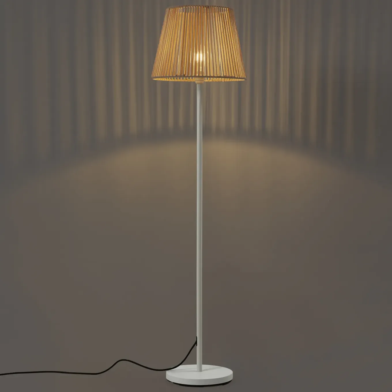 Qazqa Buiten Vloerlamp Wit Met Kap Beige Touw Ip44 - Virginia Jayla