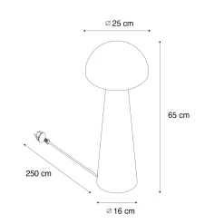 Qazqa Buiten Vloerlamp Zwart 65 Cm - Mushroom