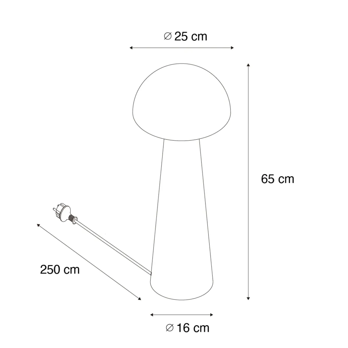 Qazqa Buiten Vloerlamp Zwart 65 Cm - Mushroom