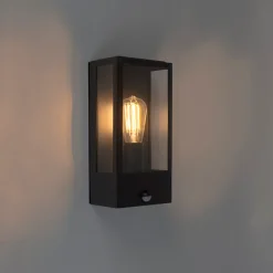 QAZQA Buiten Wandlamp Zwart Met Bewegingsmelder Ip44 - Rotterdam