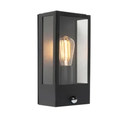 QAZQA Buiten Wandlamp Zwart Met Bewegingsmelder Ip44 - Rotterdam