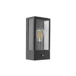 QAZQA Buiten Wandlamp Zwart Met Schemersensor - Rotterdam