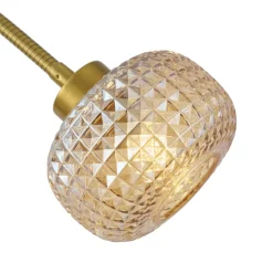 Qazqa Design Vloerlamp Messing Met Amber Glas 2-lichts - Brianna