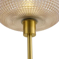 Qazqa Design Vloerlamp Messing Met Amber Glas 2-lichts - Brianna