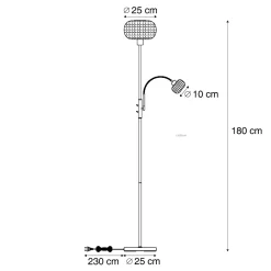 Qazqa Design Vloerlamp Messing Met Amber Glas 2-lichts - Brianna