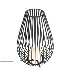 Qazqa Design Vloerlamp Zwart Met Opaal 110 Cm Ip44 - Angela