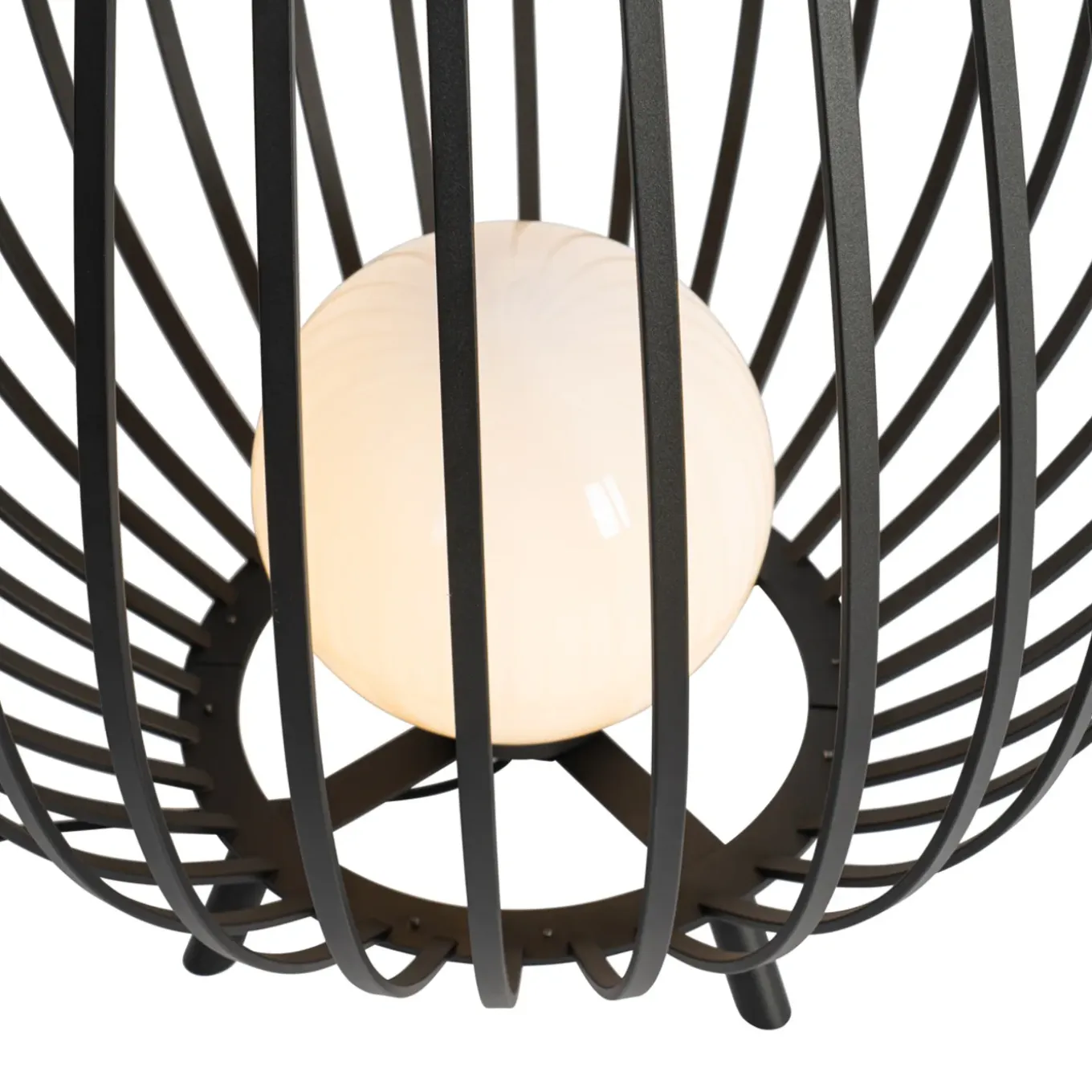 Qazqa Design Vloerlamp Zwart Met Opaal 110 Cm Ip44 - Angela