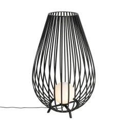Qazqa Design Vloerlamp Zwart Met Opaal 110 Cm Ip44 - Angela