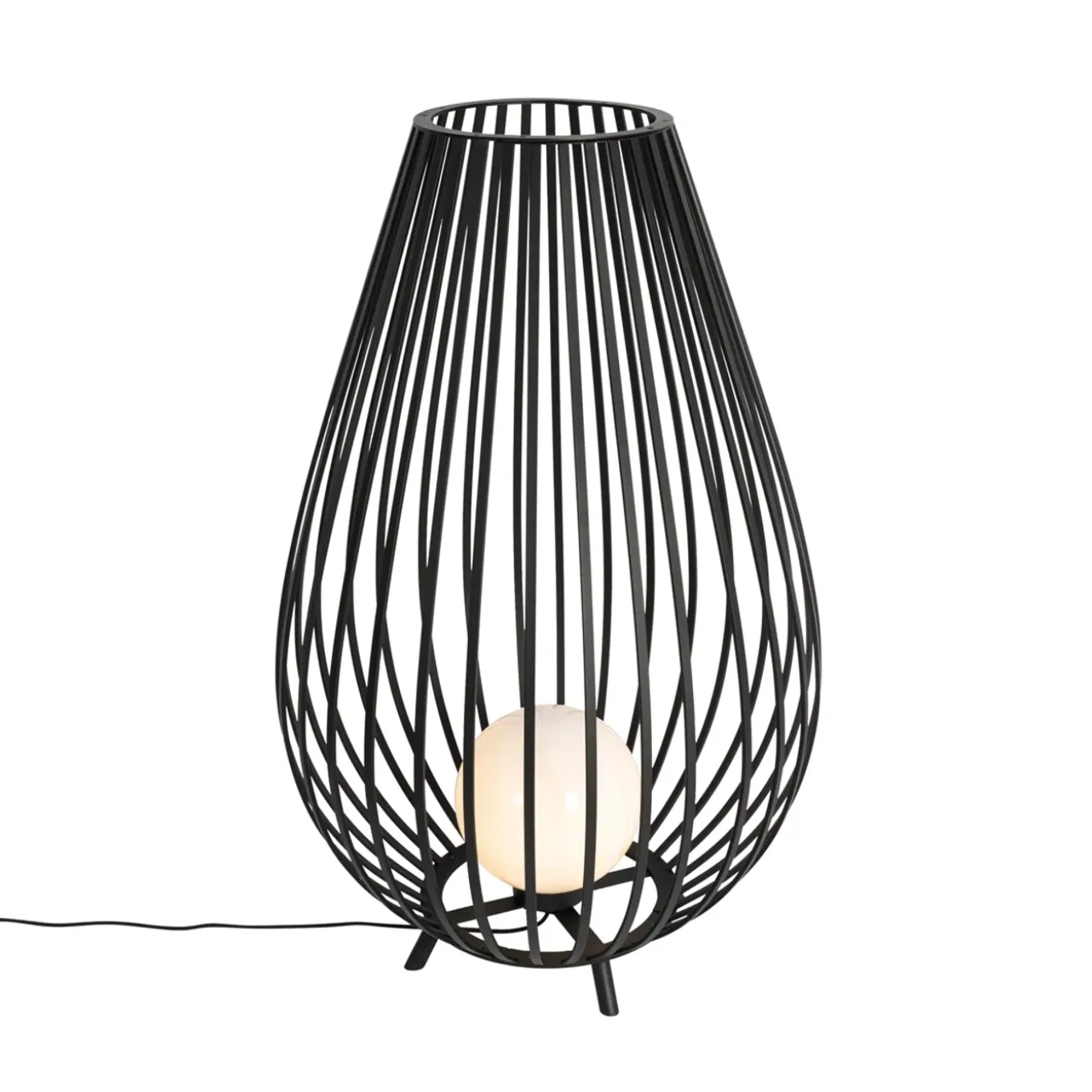 Qazqa Design Vloerlamp Zwart Met Opaal 110 Cm Ip44 - Angela