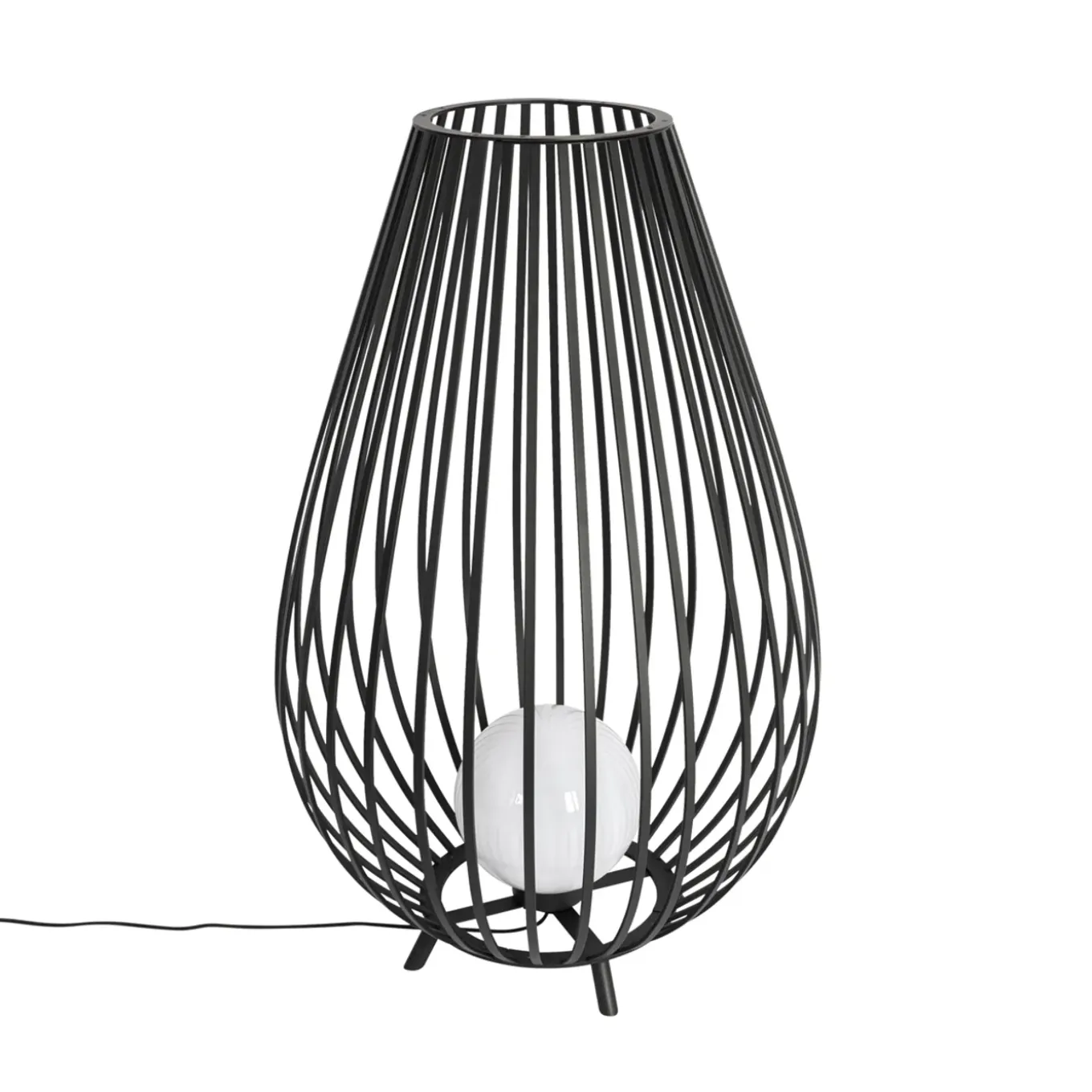 Qazqa Design Vloerlamp Zwart Met Opaal 110 Cm Ip44 - Angela