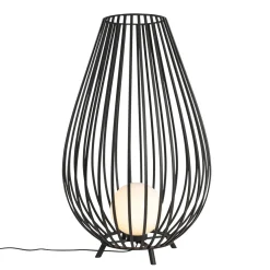 Qazqa Design Vloerlamp Zwart Met Opaal 110 Cm Ip44 - Angela