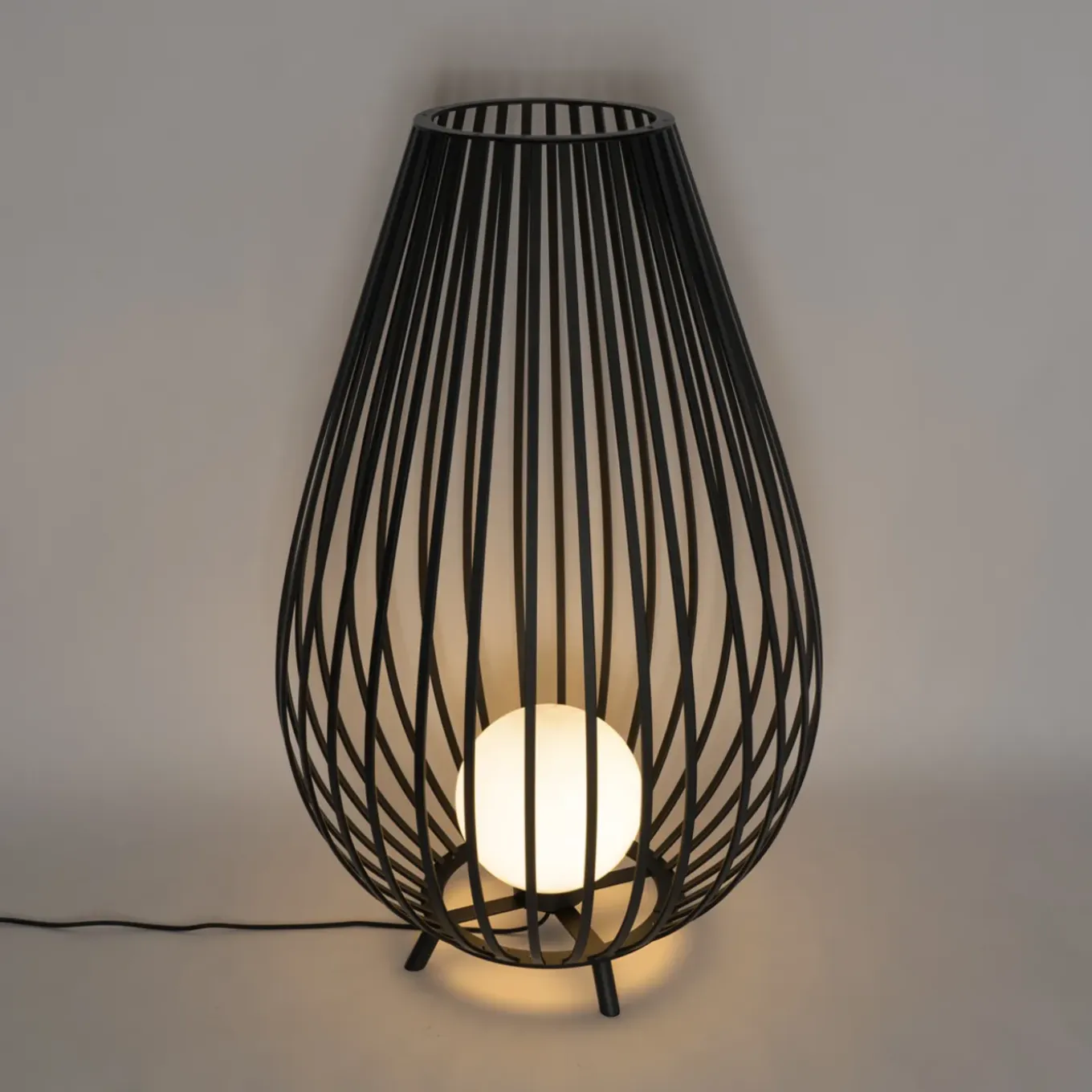 Qazqa Design Vloerlamp Zwart Met Opaal 110 Cm Ip44 - Angela