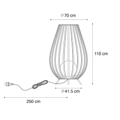 Qazqa Design Vloerlamp Zwart Met Opaal 110 Cm Ip44 - Angela