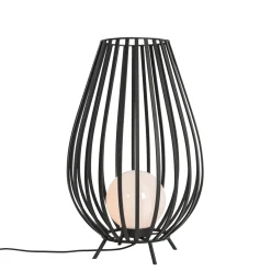 QAZQA Design Vloerlamp Zwart Met Opaal 70 Cm Ip44 - Angela