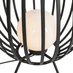 QAZQA Design Vloerlamp Zwart Met Opaal 70 Cm Ip44 - Angela
