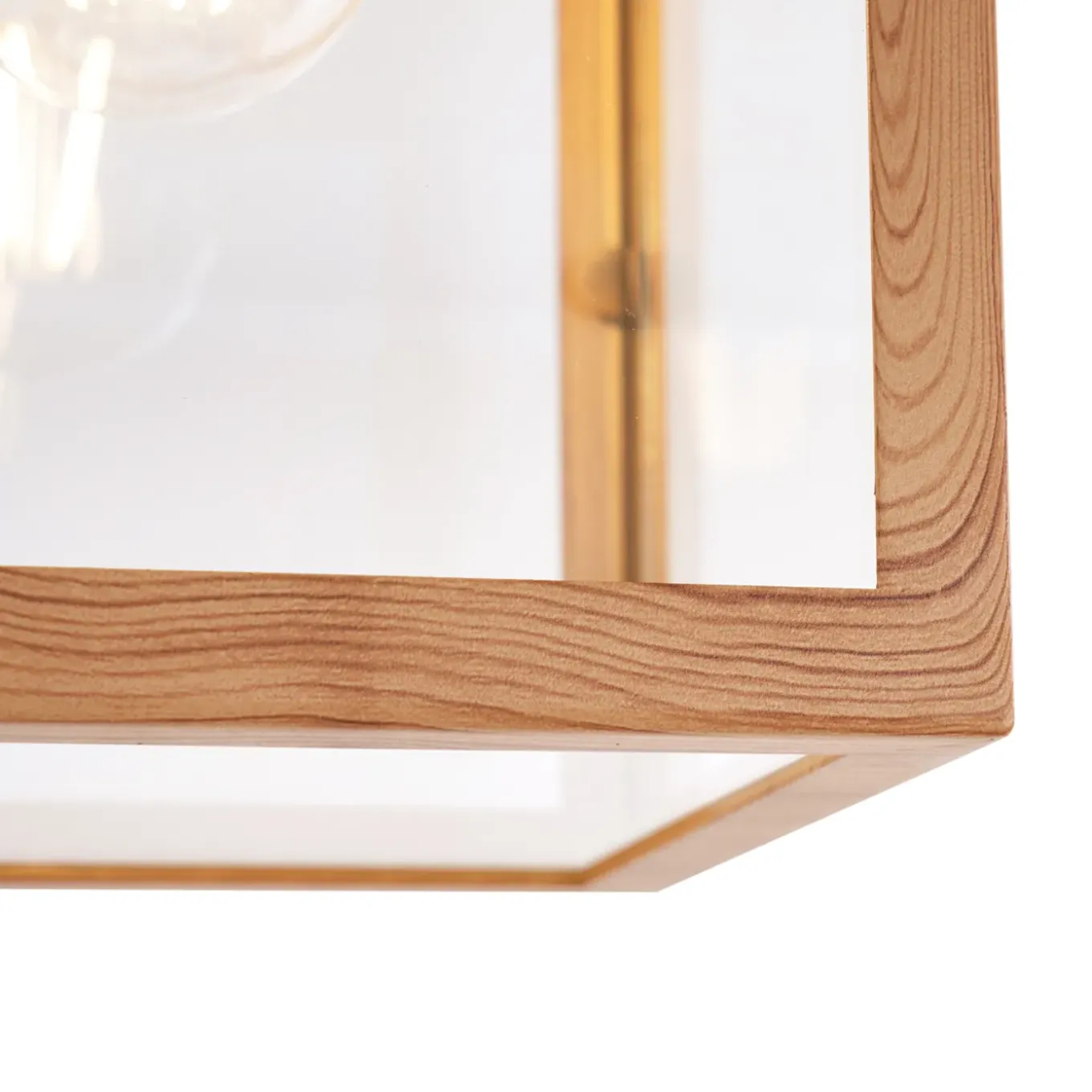 Qazqa Industriële Buitenplafondlamp Hout Met Helder Glas - Rotterdam