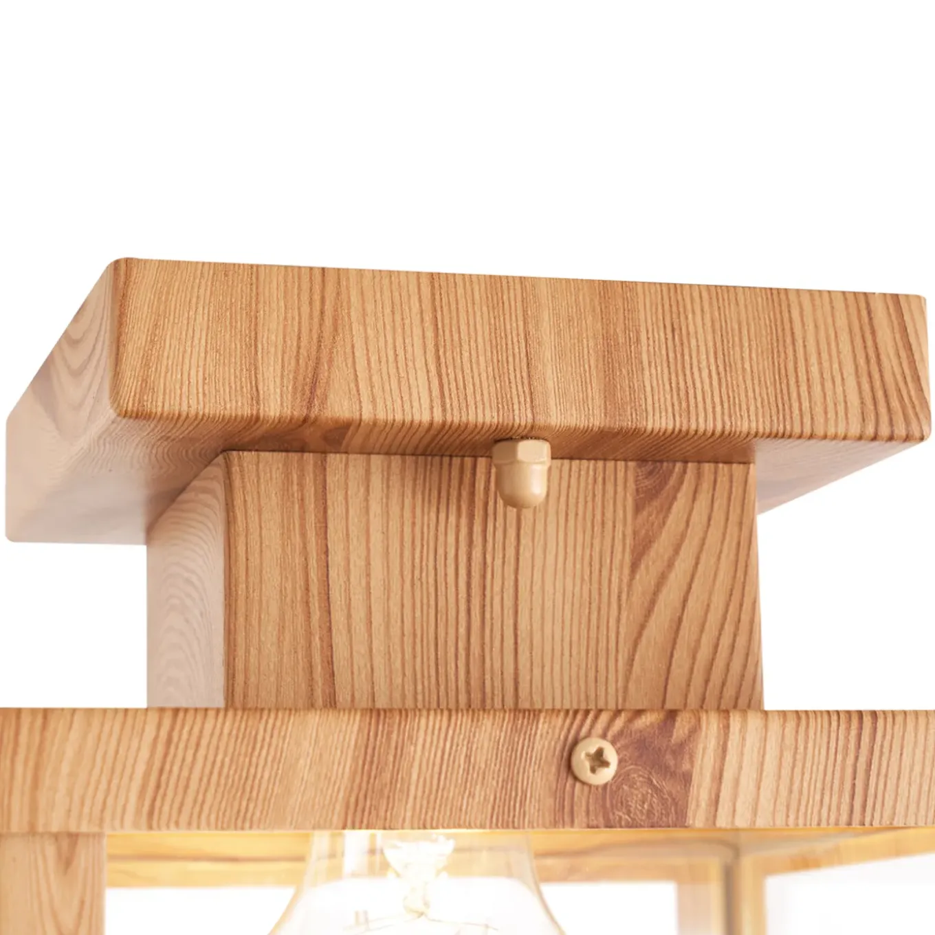 Qazqa Industriële Buitenplafondlamp Hout Met Helder Glas - Rotterdam