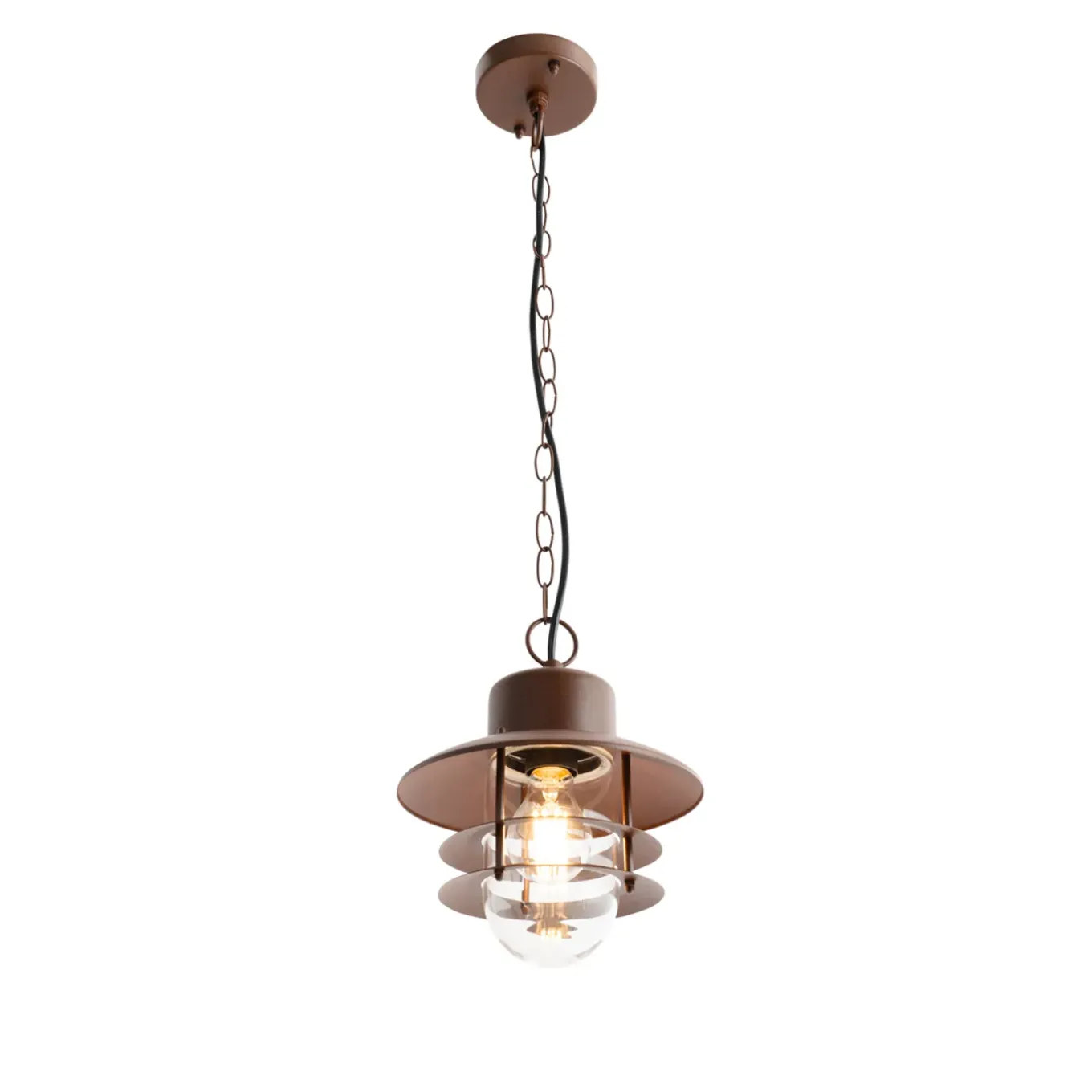 Qazqa Industriële Hanglamp Roestbruin Ip44 - Shell