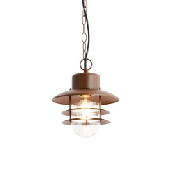 Qazqa Industriële Hanglamp Roestbruin Ip44 - Shell