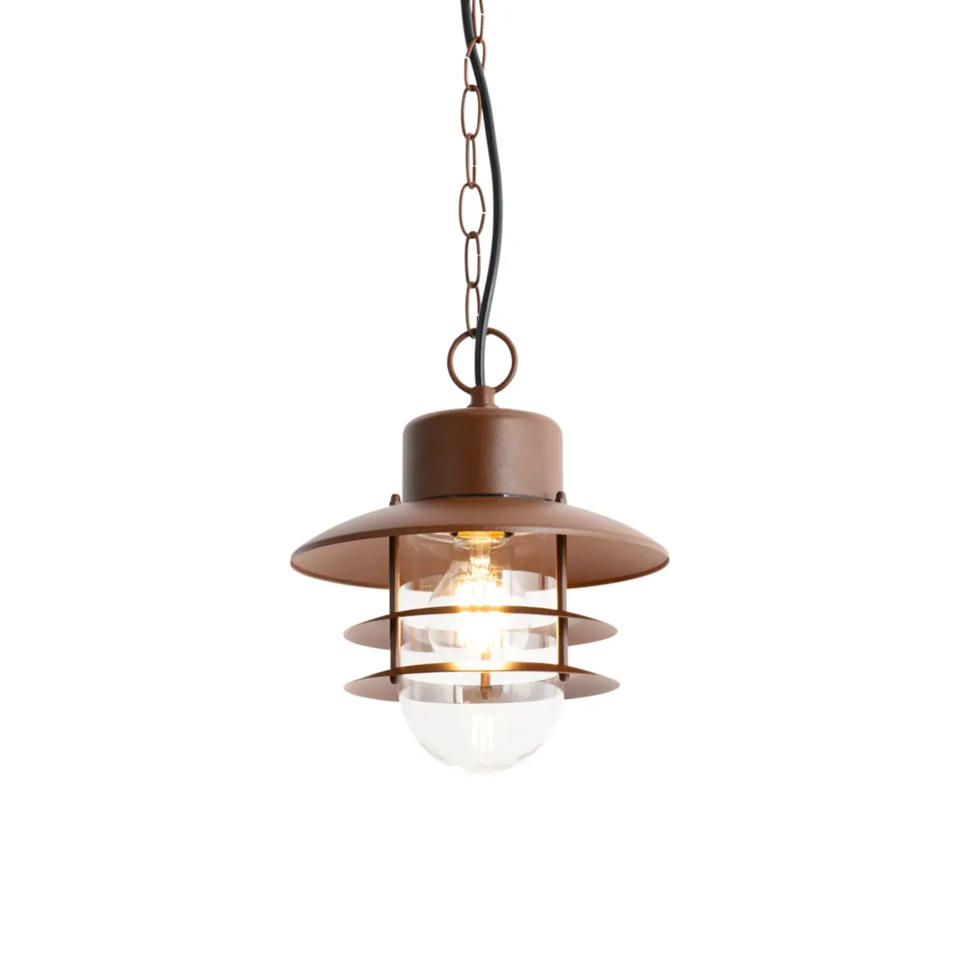 Qazqa Industriële Hanglamp Roestbruin Ip44 - Shell