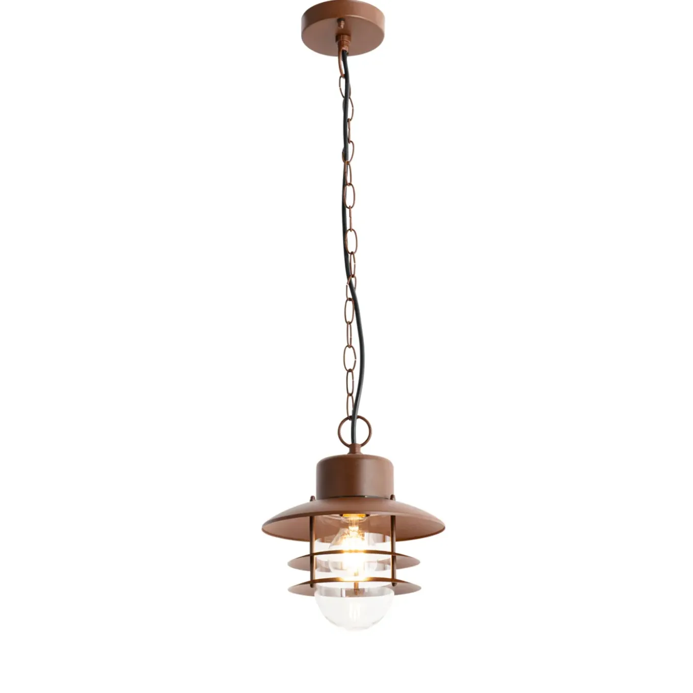 Qazqa Industriële Hanglamp Roestbruin Ip44 - Shell