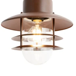 Qazqa Industriële Hanglamp Roestbruin Ip44 - Shell