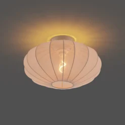 Qazqa Japandi Plafondlamp Beige Met Stoffen Kap - Bida