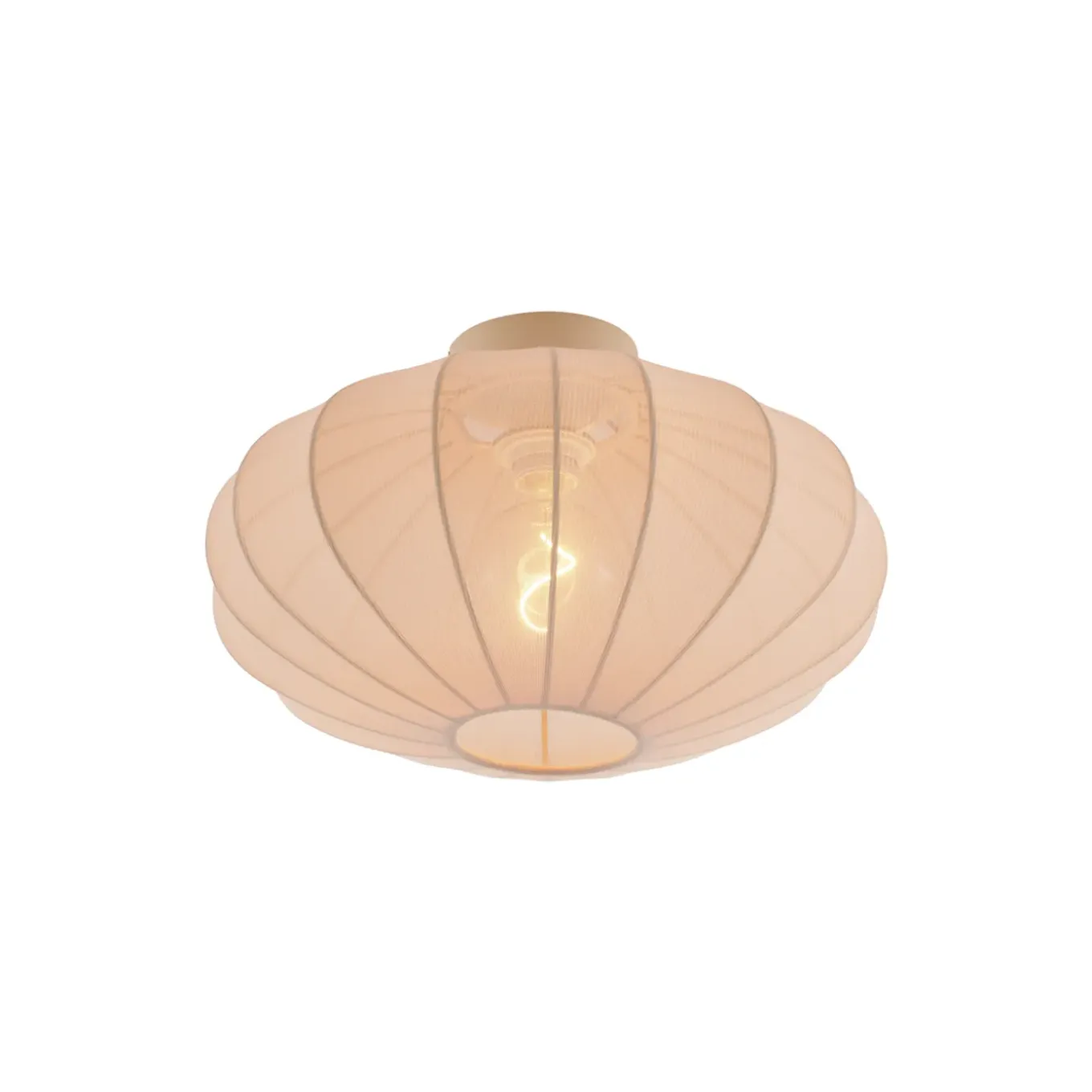 Qazqa Japandi Plafondlamp Beige Met Stoffen Kap - Bida