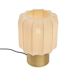Qazqa Japandi Tafellamp Goud Met Beige Kap - Pluni
