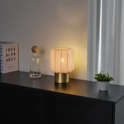 Qazqa Japandi Tafellamp Goud Met Beige Kap - Pluni