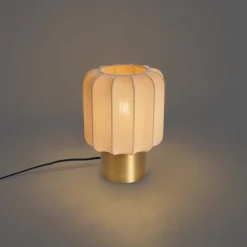 Qazqa Japandi Tafellamp Goud Met Beige Kap - Pluni
