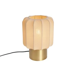 Qazqa Japandi Tafellamp Goud Met Beige Kap - Pluni