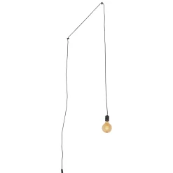 Qazqa Kerst Hanglamp Zwart Met Stekker Incl. Led Amber Glas Ster - Cavalux