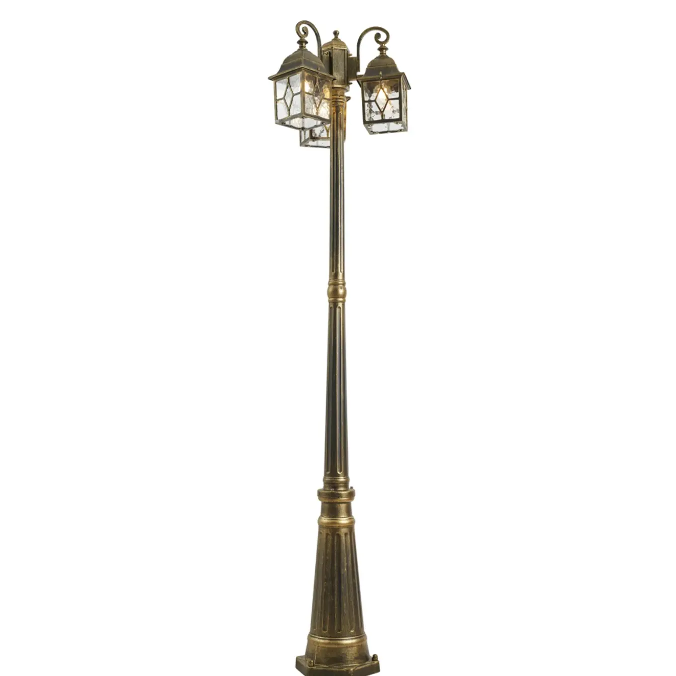 Qazqa Klassieke Buiten Lantaarn Antiek Goud Met Helder Glas 198cm Ip44 - London