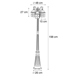 Qazqa Klassieke Buiten Lantaarn Antiek Goud Met Helder Glas 198cm Ip44 - London
