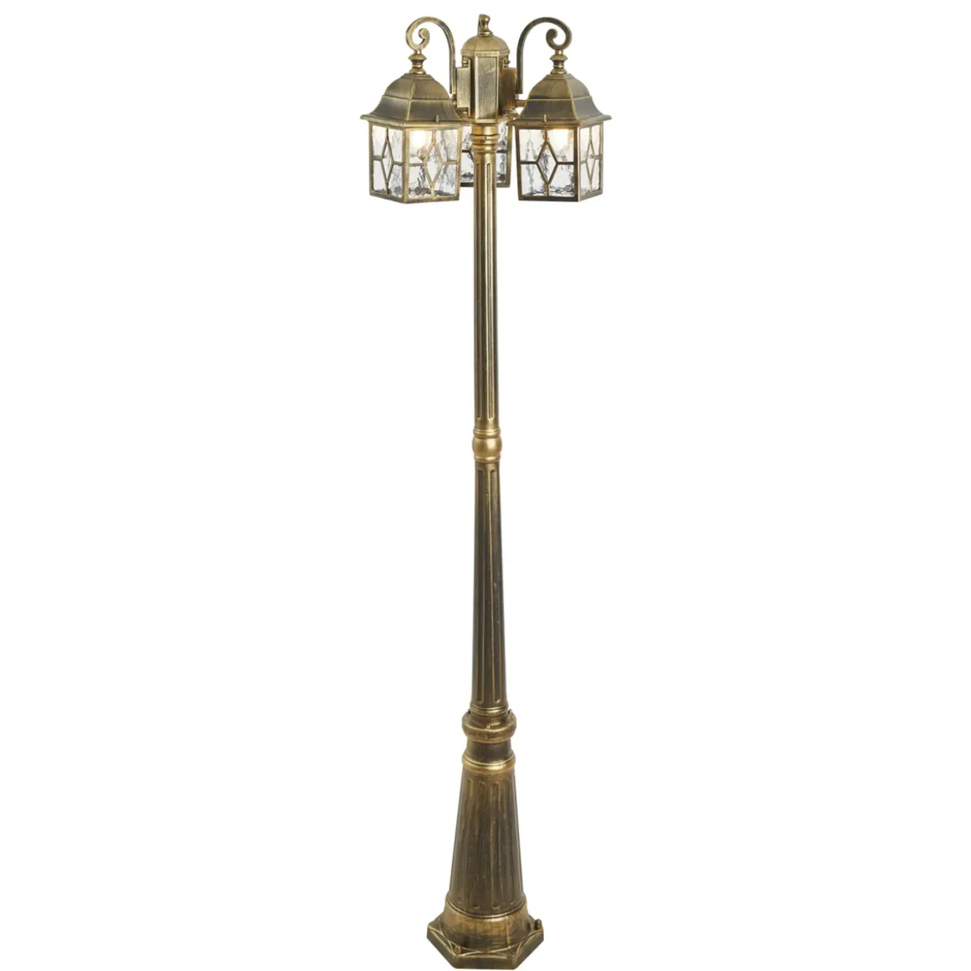 Qazqa Klassieke Buiten Lantaarn Antiek Goud Met Helder Glas 198cm Ip44 - London