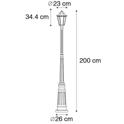 QAZQA Klassieke Buitenlantaarn Zwart 200 Cm Ip44 - Havana