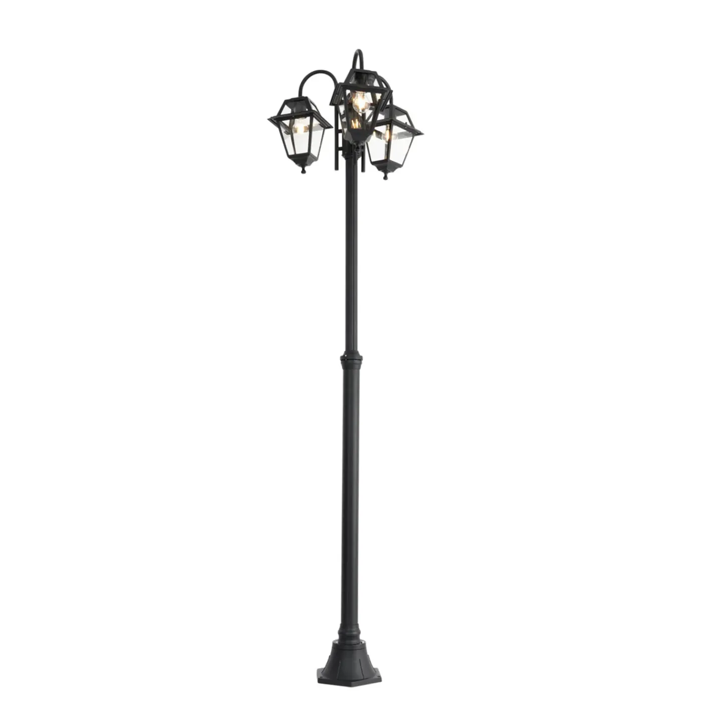 QAZQA Klassieke Buiten Lantaarn Zwart 235 Cm 3-lichts Ip44 - Berta