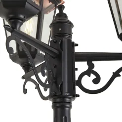 QAZQA Klassieke Buitenlantaarn Zwart Met Koper 220cm 3-lichts Ip44 - Havana