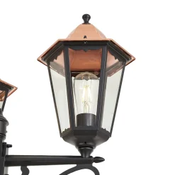 QAZQA Klassieke Buitenlantaarn Zwart Met Koper 220cm 3-lichts Ip44 - Havana