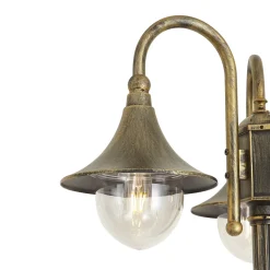 QAZQA Klassieke Buitenlantaarn Zwart Met Antiek Goud 200cm 3-lichts Ip44 - Daphne
