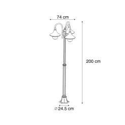 QAZQA Klassieke Buitenlantaarn Zwart Met Antiek Goud 200cm 3-lichts Ip44 - Daphne