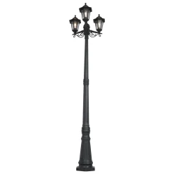 QAZQA Klassieke Buitenpaal Zwart 217cm Ip44 - New Haven Hammered
