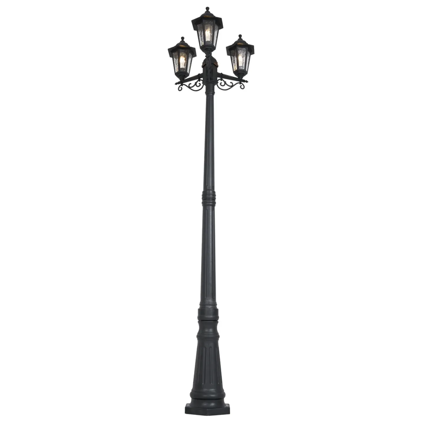 QAZQA Klassieke Buitenpaal Zwart 217cm Ip44 - New Haven Hammered