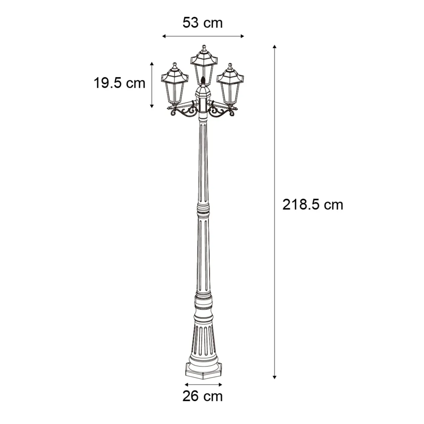 QAZQA Klassieke Buitenpaal Zwart 217cm Ip44 - New Haven Hammered