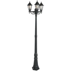 QAZQA Klassieke Buitenpaal Zwart 217cm Ip44 - New Haven Hammered