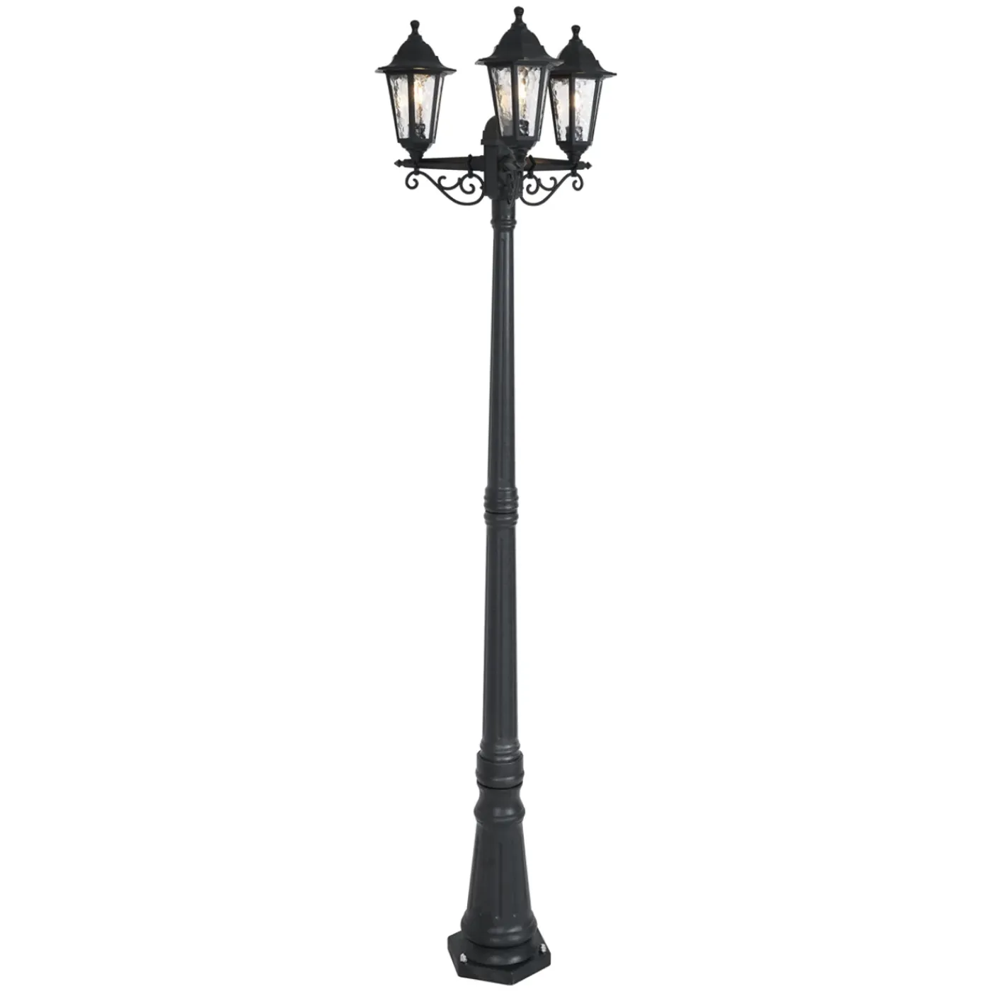 QAZQA Klassieke Buitenpaal Zwart 217cm Ip44 - New Haven Hammered