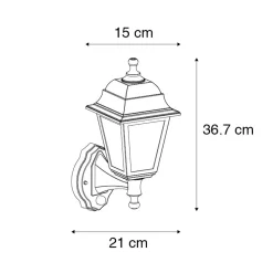 QAZQA Klassieke Buitenwandlamp Zwart Met Bewegingsmelder - Capital