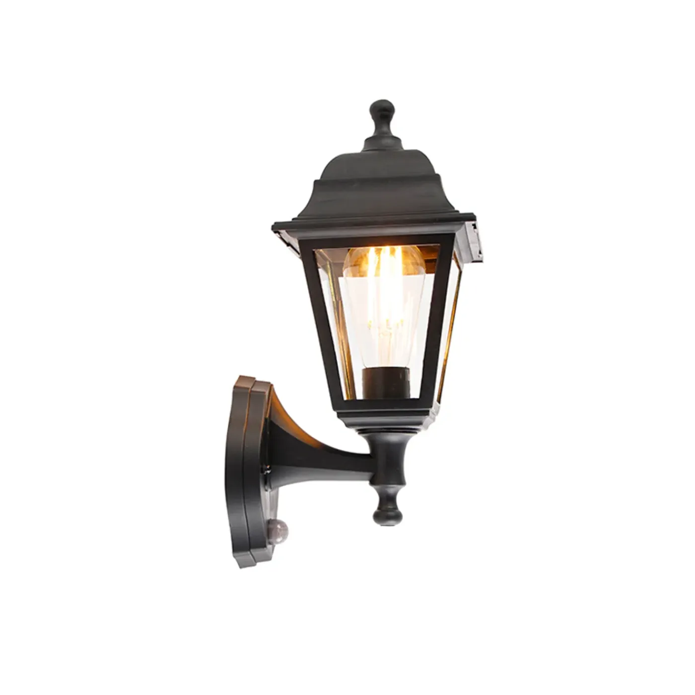 QAZQA Klassieke Buitenwandlamp Zwart Met Bewegingsmelder - Capital
